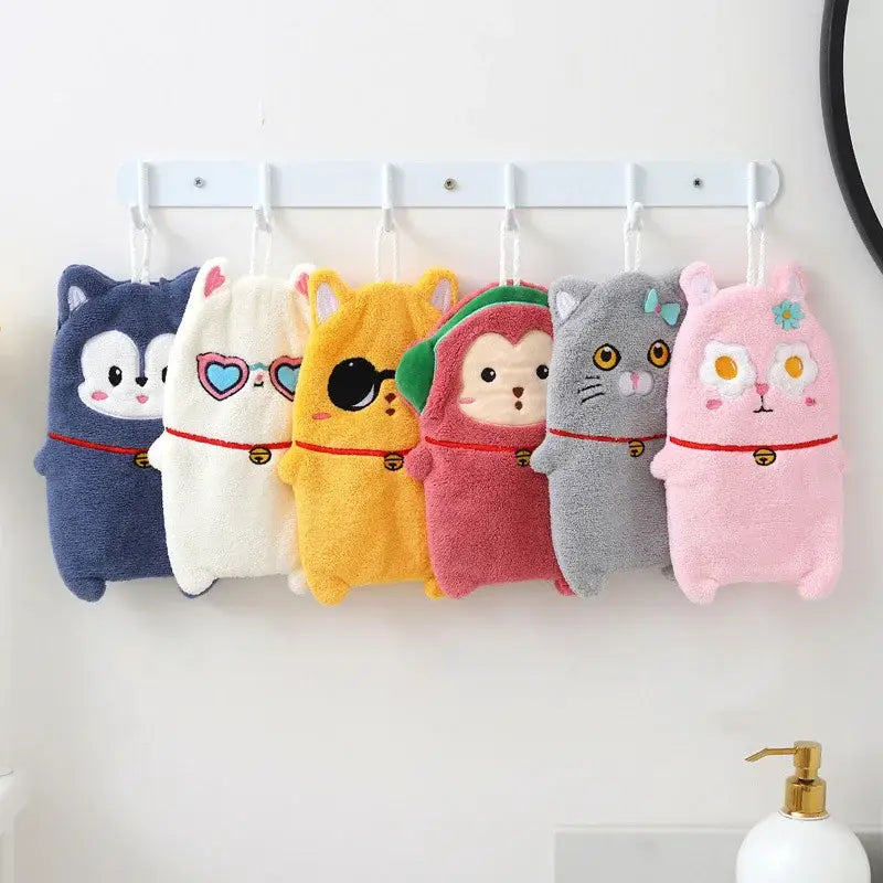 Cute cartoon animal hand towel thickened plush kitchen towel