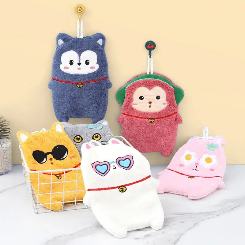 Cute cartoon animal hand towel thickened plush kitchen towel