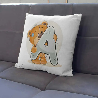 Cute cartoon bear alphabet pillow case white bedroom decor
