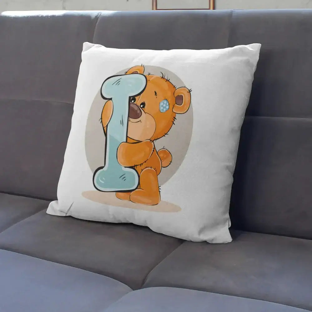Cute cartoon bear alphabet pillow case white bedroom decor