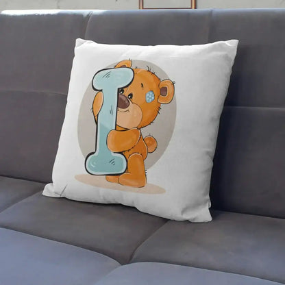 Cute cartoon bear alphabet pillow case white bedroom decor