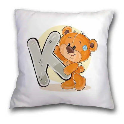 Cute cartoon bear alphabet pillow case white bedroom decor