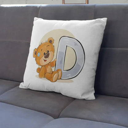 Cute cartoon bear alphabet pillow case white bedroom decor