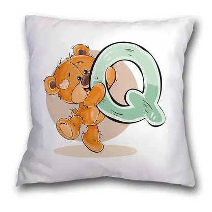 Cute cartoon bear alphabet pillow case white bedroom decor