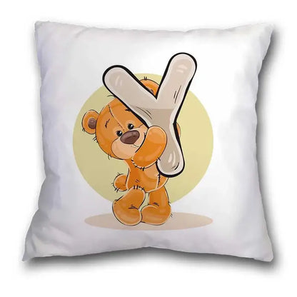 Cute cartoon bear alphabet pillow case white bedroom decor