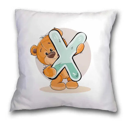 Cute cartoon bear alphabet pillow case white bedroom decor