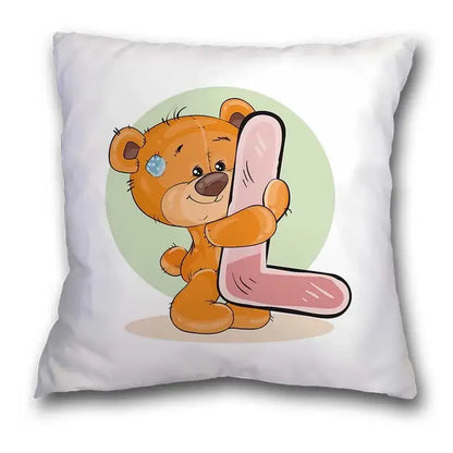 Cute cartoon bear alphabet pillow case white bedroom decor