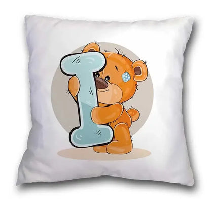 Cute cartoon bear alphabet pillow case white bedroom decor