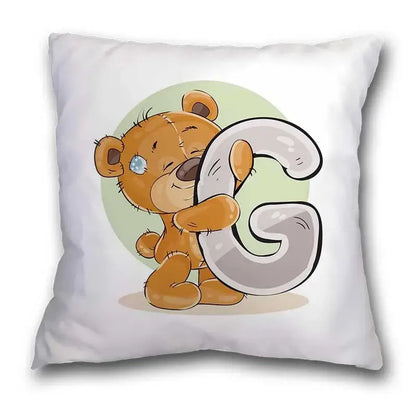 Cute cartoon bear alphabet pillow case white bedroom decor