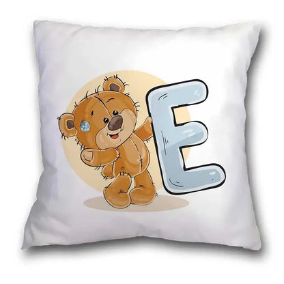 Cute cartoon bear alphabet pillow case white bedroom decor