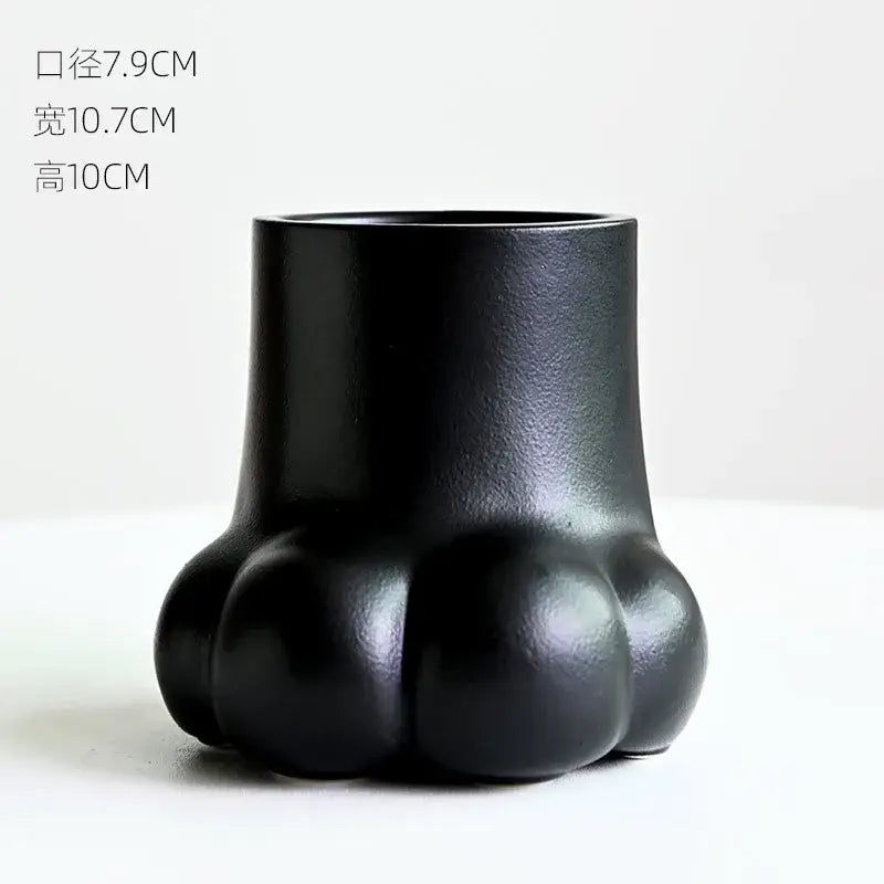 Cute cartoon cat paw ceramic vase set living room decor
