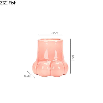 Cute cartoon cat paw ceramic vase set living room decor