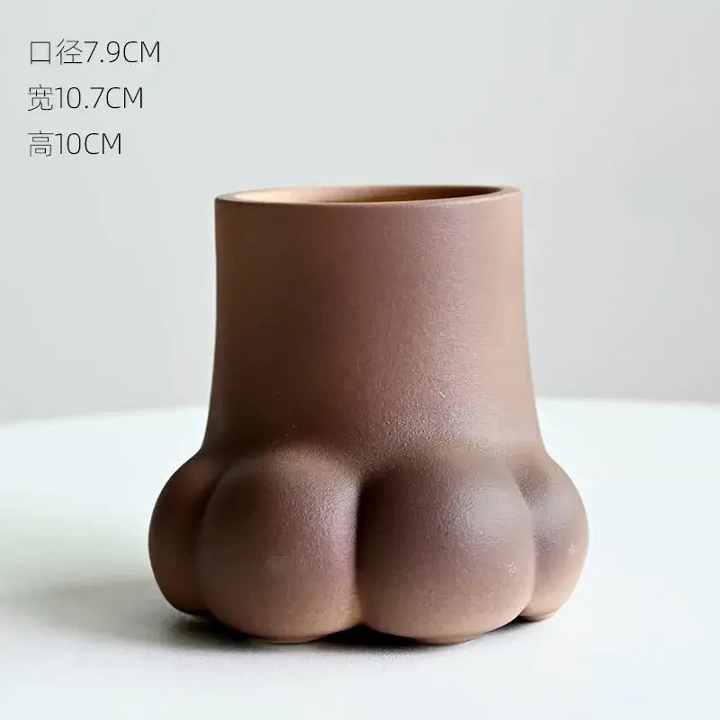 Cute cartoon cat paw ceramic vase set living room decor