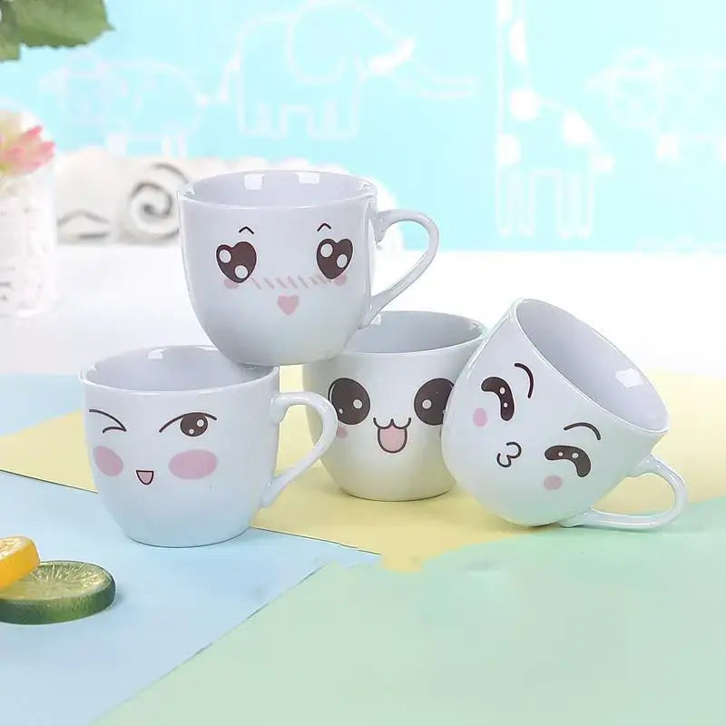 Cute cartoon coffee mug set with spoon – kitchen couple gift