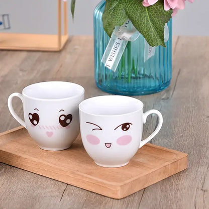 Cute cartoon coffee mug set with spoon – kitchen couple gift