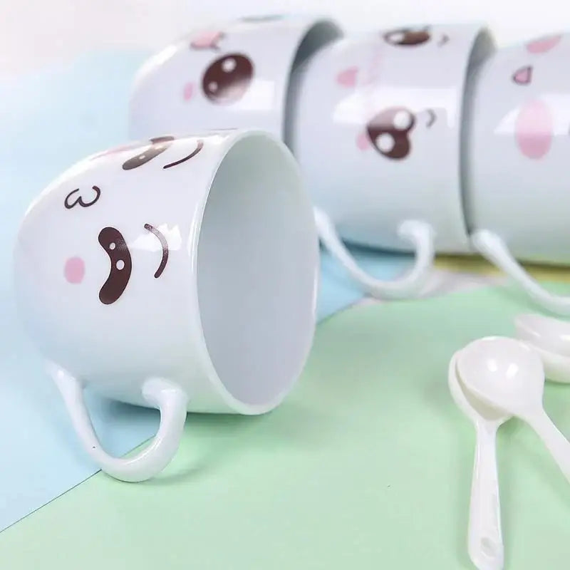 Cute cartoon coffee mug set with spoon – kitchen couple gift