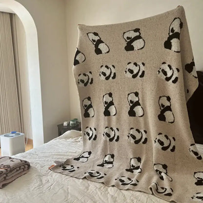 Cute cartoon pink & beige cat flannel blanket bedroom throw