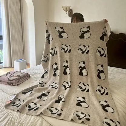 Cute cartoon pink & beige cat flannel blanket bedroom throw