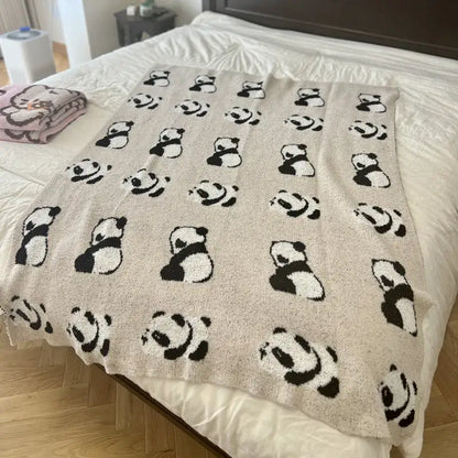 Cute cartoon pink & beige cat flannel blanket bedroom throw