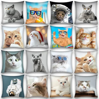 Cute cat anime pillow case – bedroom and living room square cushion