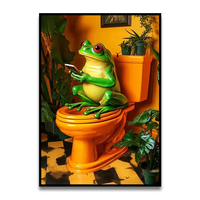 DecorBites™ Cute Cat Bathroom Canvas Wall Art