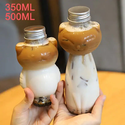 Cute cat beverage bottle for kitchen portable coffee and juice cup