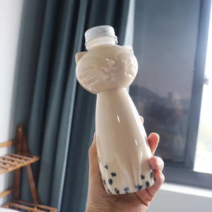 Cute cat beverage bottle for kitchen portable coffee and juice cup