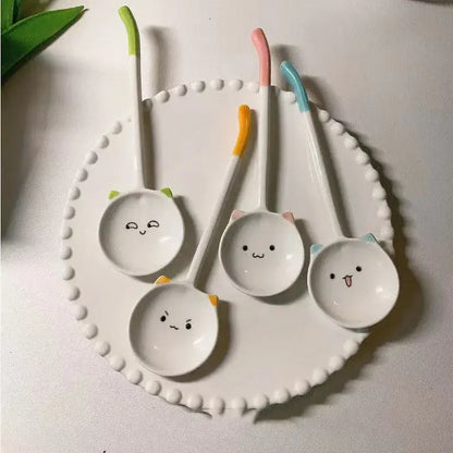 Cute cat ceramic spoon – kitchen and dining room dessert server