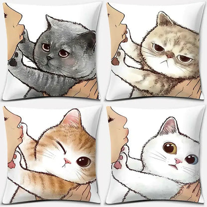 Cute cat kiss love cartoon pillowcase set – bedroom decor