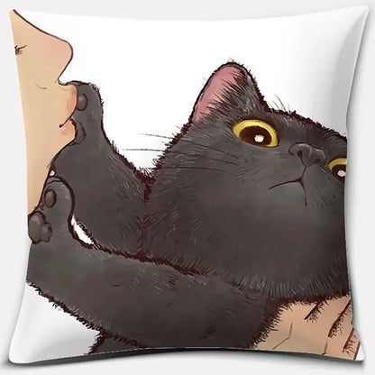 Cute cat kiss love cartoon pillowcase set – bedroom decor