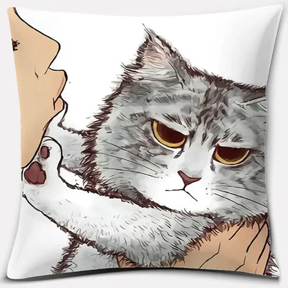 Cute cat kiss love cartoon pillowcase set – bedroom decor