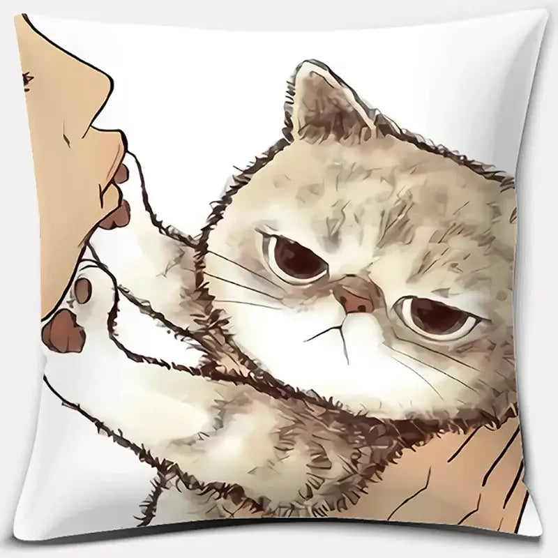 Cute cat kiss love cartoon pillowcase set – bedroom decor