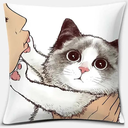 Cute cat kiss love cartoon pillowcase set – bedroom decor