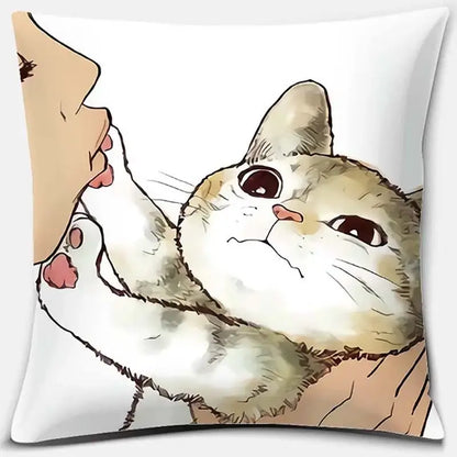 Cute cat kiss love cartoon pillowcase set – bedroom decor