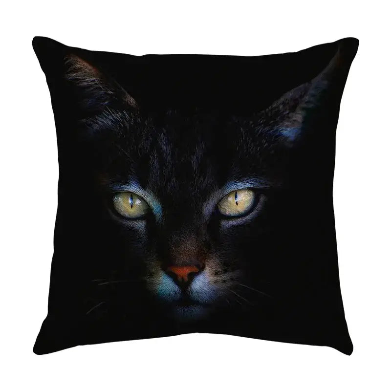 Cute cat sofa cotton linen cushion cover living room pillow case