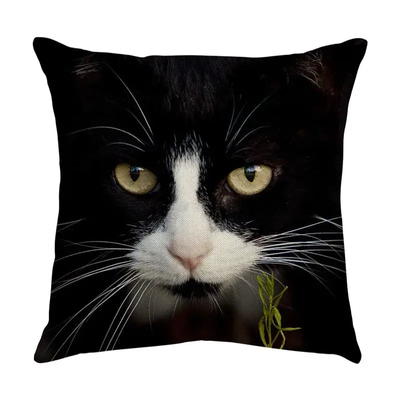Cute cat sofa cotton linen cushion cover living room pillow case