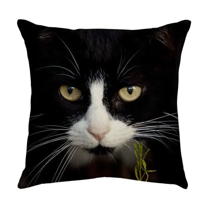 Cute cat sofa cotton linen cushion cover living room pillow case