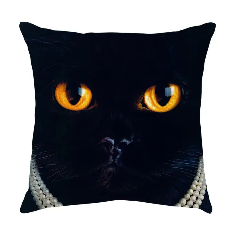 Cute cat sofa cotton linen cushion cover living room pillow case
