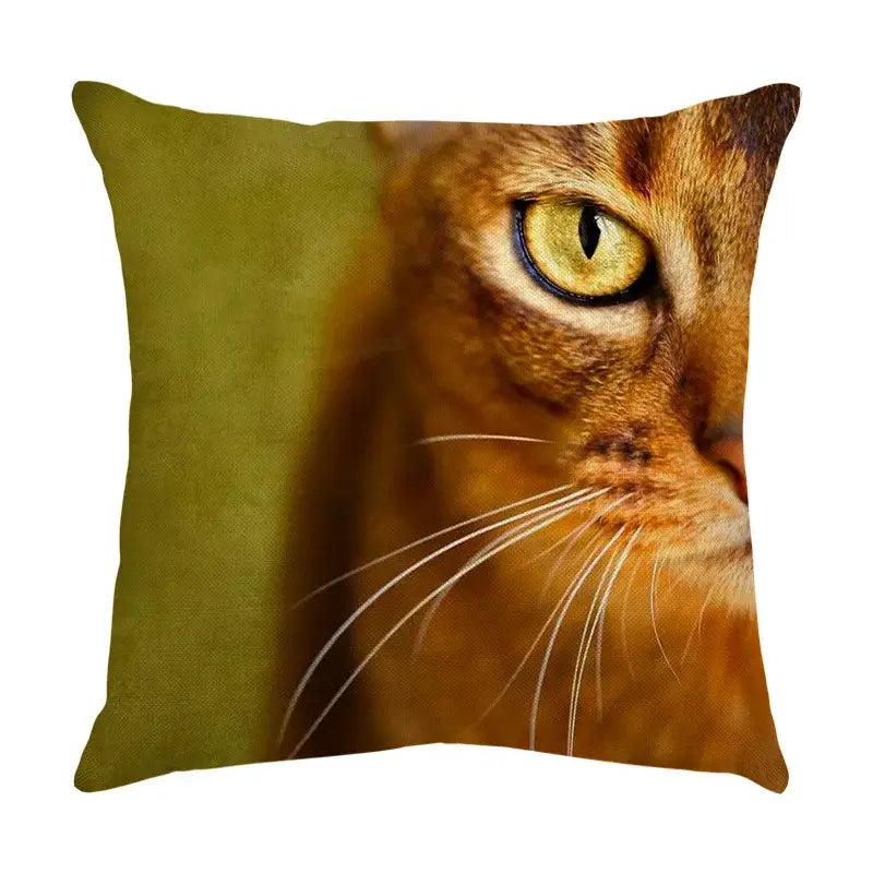 Cute cat sofa cotton linen cushion cover living room pillow case