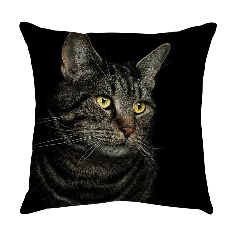 Cute cat sofa cotton linen cushion cover living room pillow case