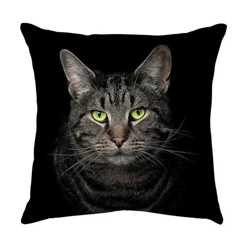 Cute cat sofa cotton linen cushion cover living room pillow case