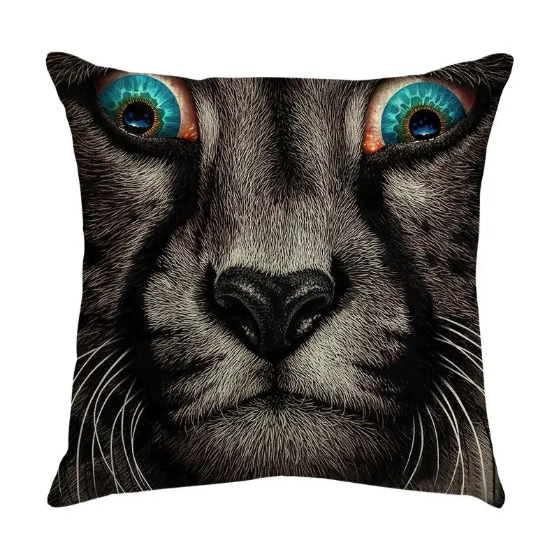 Cute cat sofa cotton linen cushion cover living room pillow case