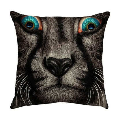 Cute cat sofa cotton linen cushion cover living room pillow case