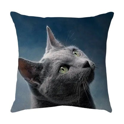 Cute cat sofa cotton linen cushion cover living room pillow case
