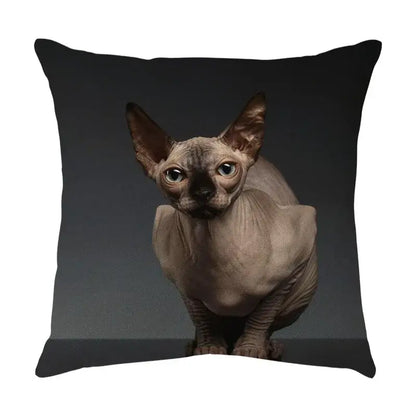 Cute cat sofa cotton linen cushion cover living room pillow case
