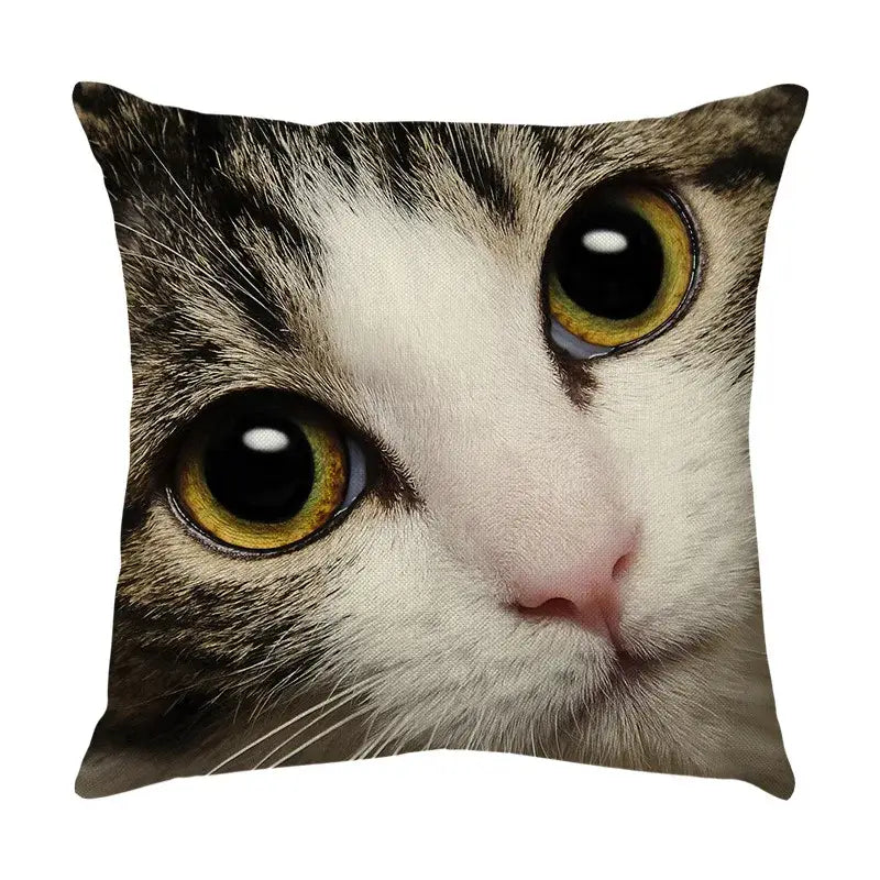 Cute cat sofa cotton linen cushion cover living room pillow case