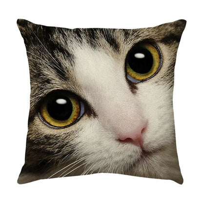 Cute cat sofa cotton linen cushion cover living room pillow case