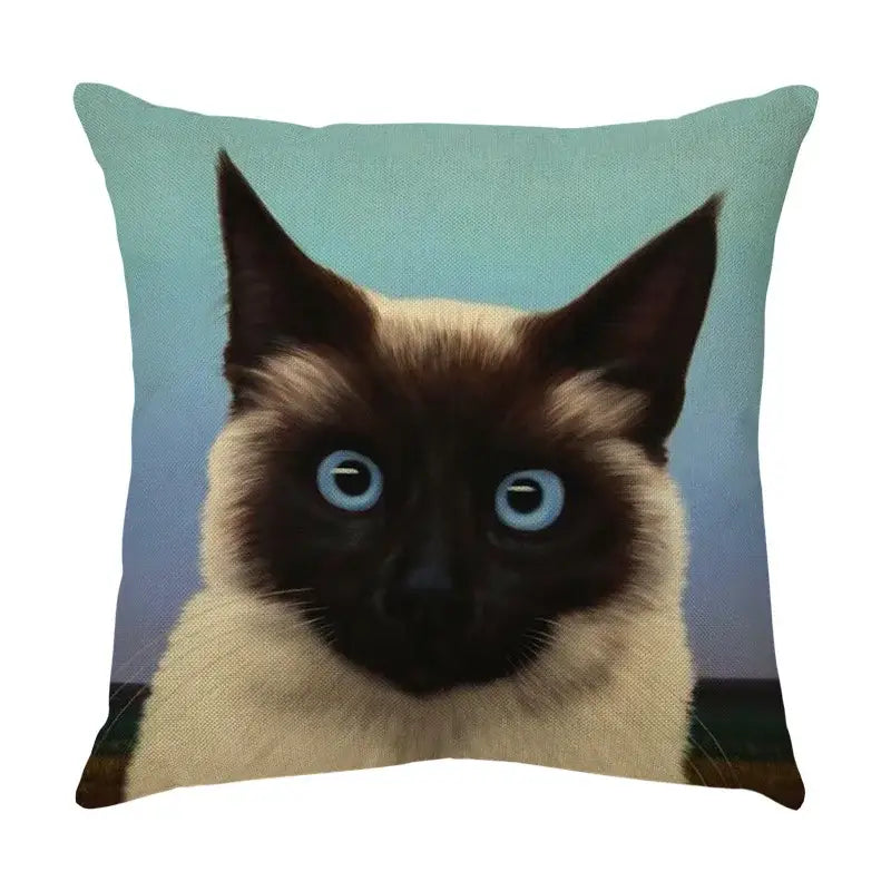 Cute cat sofa cotton linen cushion cover living room pillow case