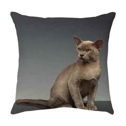 Cute cat sofa cotton linen cushion cover living room pillow case