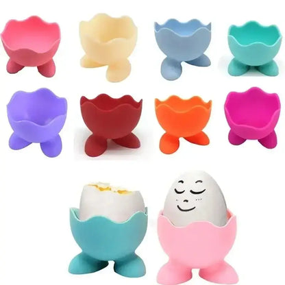 Cute colorful silicone egg cup holder kitchen breakfast tool